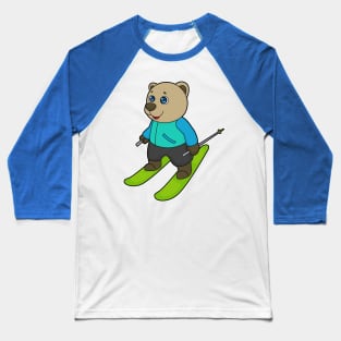 Bear Skier Ski Baseball T-Shirt